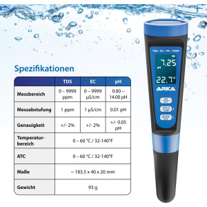 ARKA myAQUA® pH/TDS/EC-Messgerät