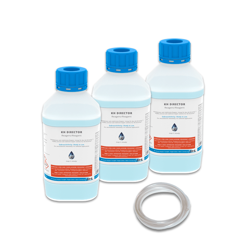 GHL KH Director Reagenz Set: 3 x 1000 mL + Reagenz-Schlauch