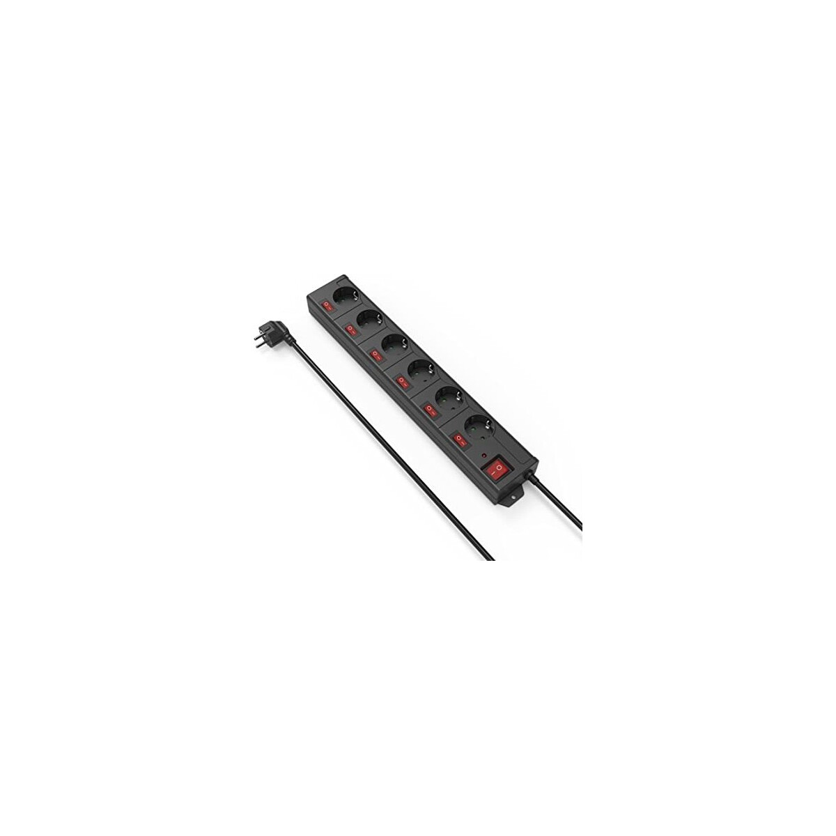 Steckdosenleiste 6 Fach, einzeln Abschaltbar Stecker 90°