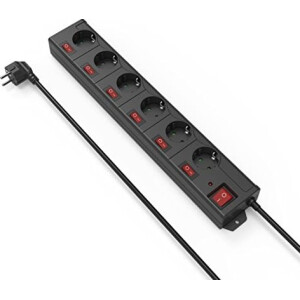 Steckdosenleiste 6 Fach, einzeln Abschaltbar Stecker 90°