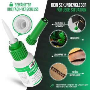 Top2Glue Sekundenkleber 20g medium , Aquarium geeignet, Superkleber extra stark für alles