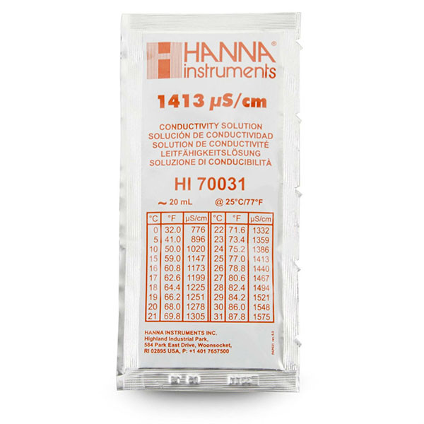 Hanna Leitfähigkeitslösung 1413 µS/cm, 25 Beutel à 20 ml