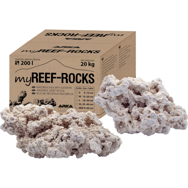 myReef-Rocks natürliches Aragonitgestein, Mix ( 4 Größen), 20kg